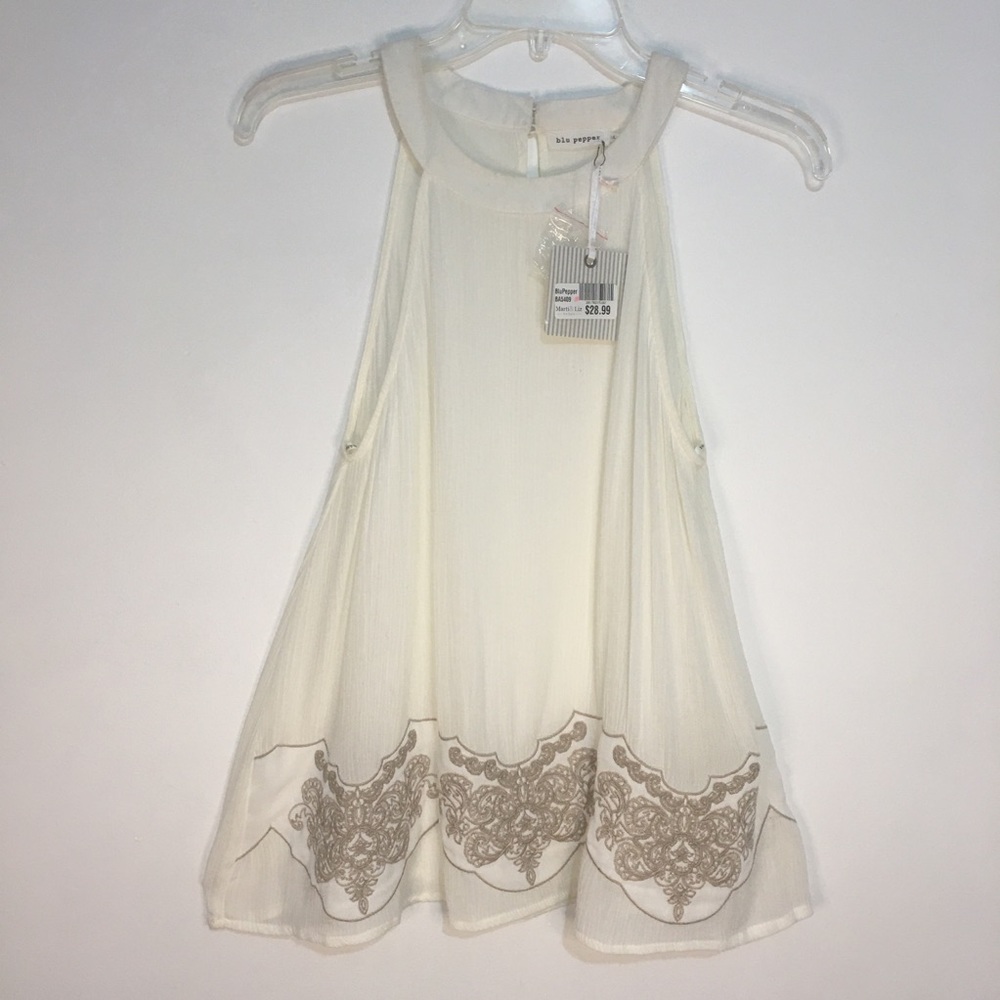 Blu Pepper Sleeveless Cream Top Size Large